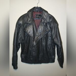 Mens vintage Gianni black leather 80s/90s  biker bomber jacket Size 40